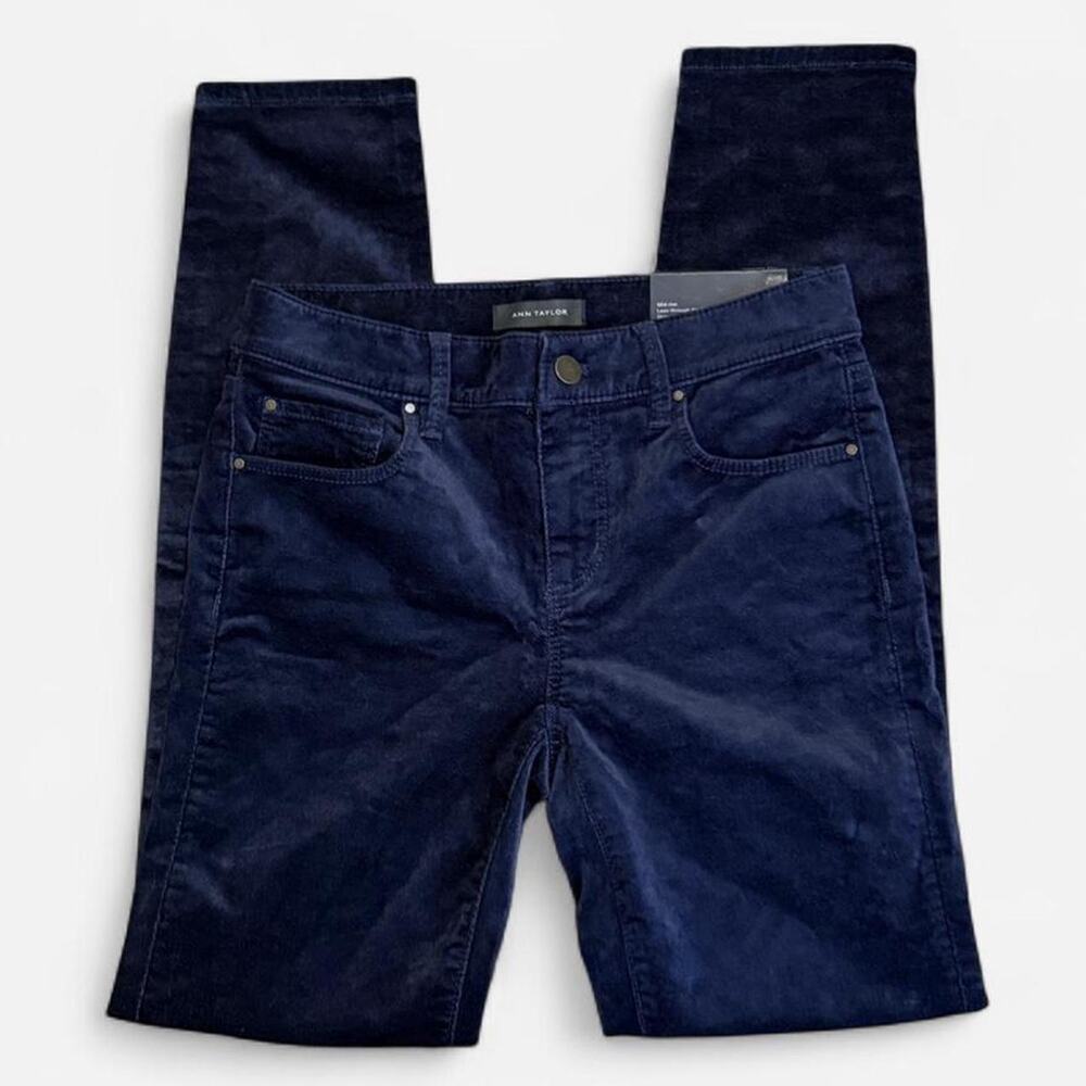 NWT Ann Taylor Dark Blue/Navy Velvet Mid-Rise Skinny Jeans 0